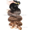 Body Wavy Ombre Human Hair Extensions in Two-tone Color 1b to #4, Cut from One Donor